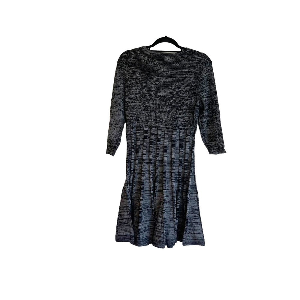 New Nina Leonard Pleated Scoop Neck Sweater Dress Dark Gray Women's Size XL - Picture 8 of 9